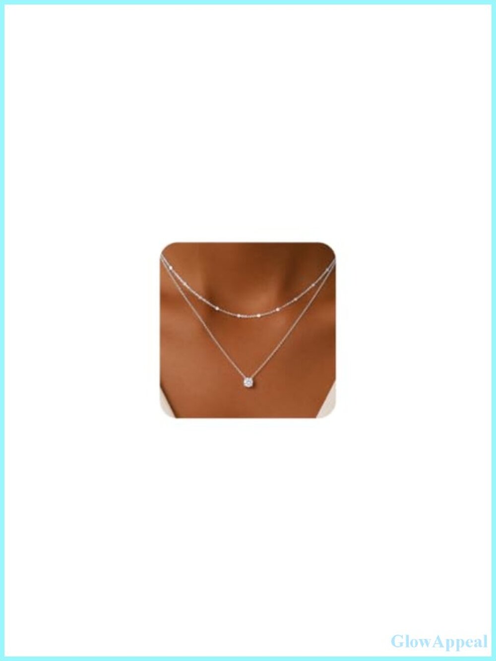 Layered Necklace Gold Plated Cubic Zirconia Pendant Adjustable